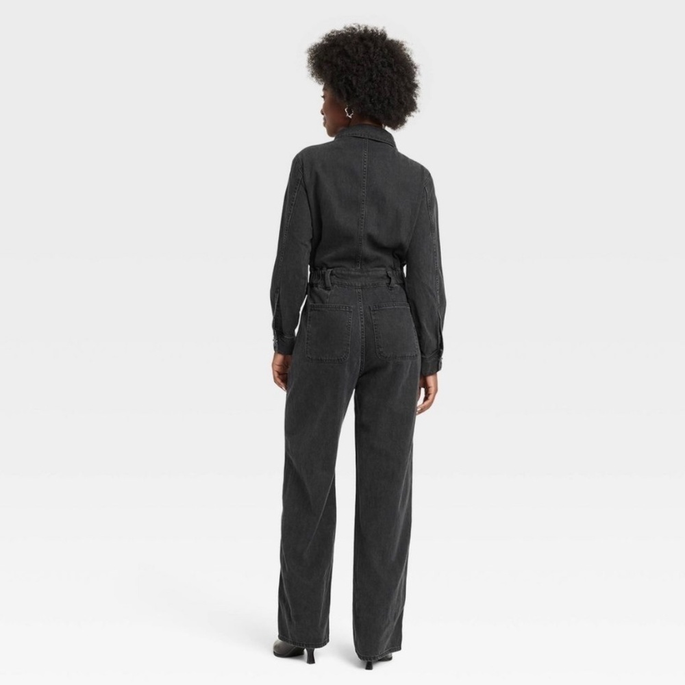 Universal Thread Black Denim Jumpsuit Long Sleeve Women's - Picture 2 of 6